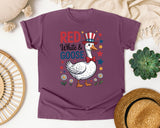 Red White And Goose graphic tee in Berry