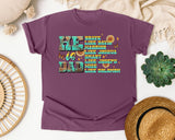 He Is Dad Brave Like David Warrior Like Joshua Teal graphic tee in Berry