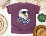 Eagle With Sunglasses Bandana graphic tee in Berry