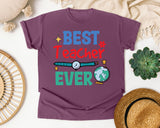 Best Teacher Ever Watch graphic tee in Berry