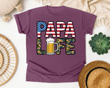 Papa Life Grey graphic tee in Berry