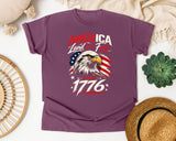 America Land Of The Free Since 1776 graphic tee in Berry