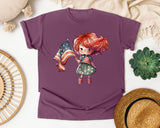 Girl With American Flag graphic tee in Berry