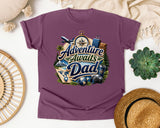 Adventure Awaits Dad graphic tee in Berry