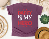 Daddy Is My Hero Pink graphic tee in Berry