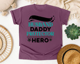 Husband Daddy Protector Hero White graphic tee in Berry