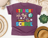 Straight Into High School graphic tee in Berry
