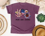 Peace Love America Grey graphic tee in Berry