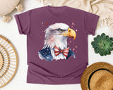Eagle With Flag Bow Tie graphic tee in Berry