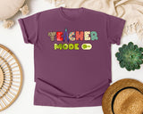 Teacher Mode On graphic tee in Berry