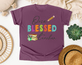 One Blessed Teacher graphic tee in Berry