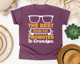 The Best Dads Get Promoted To Grandpa White graphic tee in Berry