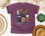 BBQ Beer And Being A Dad My Three Talents Grey 2 graphic tee in Berry