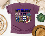 My Daddy Is My Hero Grey 2 graphic tee in Berry