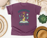 Adventure Begins Here Book graphic tee in Berry