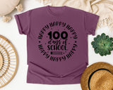Happy Happy Happy 100 Days Of School Grey graphic tee in Berry