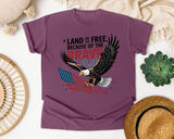 Land Of The Free Because Of The Brave Black graphic tee in Berry