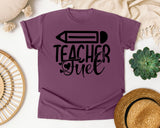 Teacher Fuel graphic tee in Berry