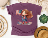 Girl With Flag Running graphic tee in Berry