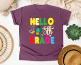 Hello 5th Grade Backpack graphic tee in Berry