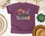 Teacher Wildflowers graphic tee in Berry