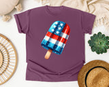 Patriotic Checkered Popsicle graphic tee in Berry
