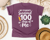 My Students Survived 100 Days Of Me graphic tee in Berry