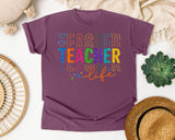Teacher Life Stacked graphic tee in Berry