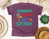 Straight Outta 4th Grade Sneakers graphic tee in Berry