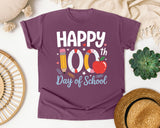 Happy 100th Day Of School graphic tee in Berry