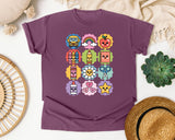 School Supplies Sticker Grid graphic tee in Berry