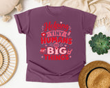 Helping Tiny Humans Do Big Things Red graphic tee in Berry