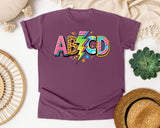 ABCD Leopard Bolt graphic tee in Berry