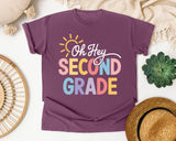 Oh Hey Second Grade graphic tee in Berry