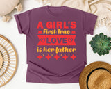 A Girl's First True Love Is Her Father Red graphic tee in Berry