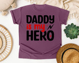 Daddy Is My Hero White graphic tee in Berry