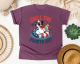Chill The Fourth Out Grey graphic tee in Berry