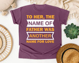 The Name Of Father Was Another Name For Love White graphic tee in Berry