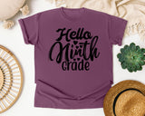 Hello Ninth Grade graphic tee in Berry