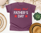 Happy First Father's Day Red graphic tee in Berry