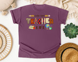 Livin That Teacher Life graphic tee in Berry