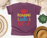 Roaring Into Pre-K Red graphic tee in Berry