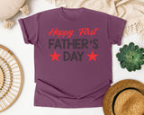 Happy First Father's Day Grey 2 graphic tee in Berry