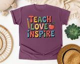 Teach Love Inspire Grey graphic tee in Berry