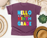 Hello Ninth Grade graphic tee in Berry