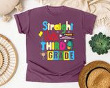 Straight Outta Third Grade Trophy graphic tee in Berry