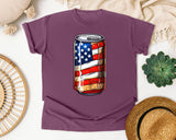American Flag Soda Can graphic tee in Berry
