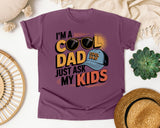 I'm A Cool Dad Just Ask My Kids White graphic tee in Berry