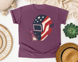 Patriotic Welding Helmet graphic tee in Berry