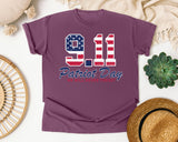 Patriot Day We Will Never Forget Navy graphic tee in Berry